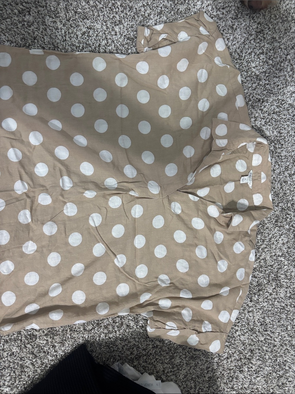 Women’s Tan Polka Dot Short Sleeve Dress